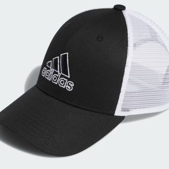 * Adidas Men's Structured Mesh Snapback Hat Adjustable Fit Black White - Picture 2 of 14